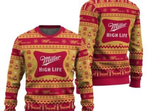 Miller High Life Snowing Ugly Christmas Sweater - Image 1