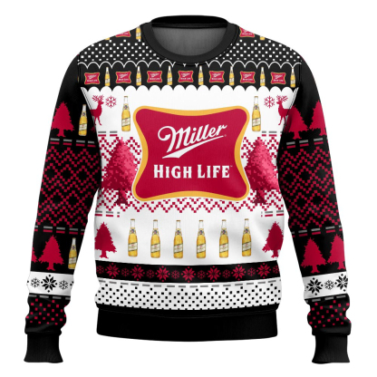 miller high life ugly christmas sweater 1 Miller High Life Ugly Christmas Sweater - Image 1
