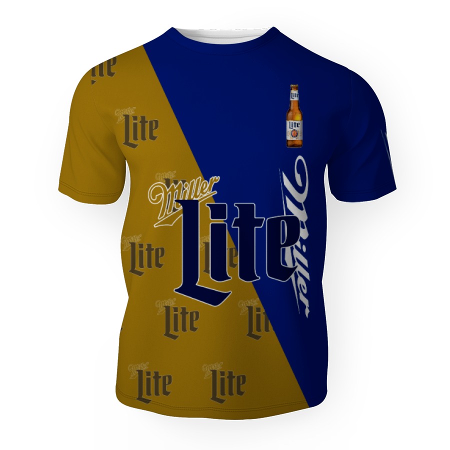 miller lite and pattern logo 3d unisex t shirt 1 Miller Lite And Pattern Logo-3D Unisex T-Shirt - Image 1