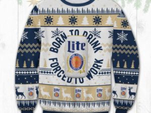Miller Lite Born To Drink Ugly Christmas Sweater - Image 1