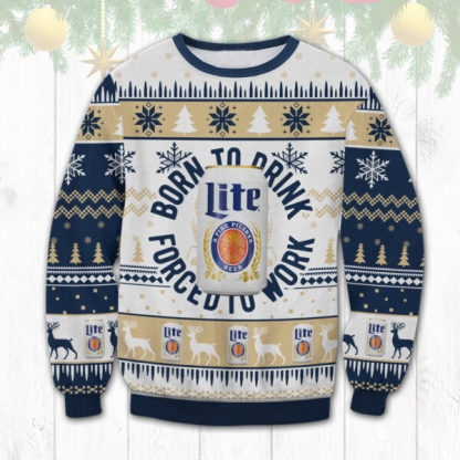 miller lite born to drink ugly christmas sweater 1 Miller Lite Born To Drink Ugly Christmas Sweater - Image 1