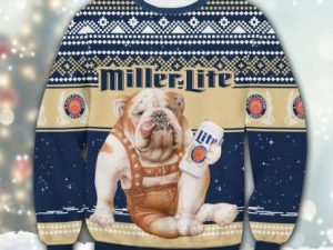 Miller Lite Bulldog Ugly Christmas Sweater - Image 1