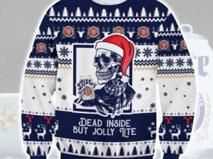Miller Lite Dead Inside Ugly Christmas Sweater - Image 1