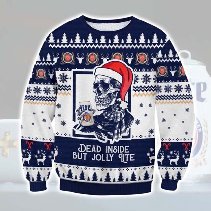 miller lite dead inside ugly christmas sweater 1 Miller Lite Dead Inside Ugly Christmas Sweater - Image 1