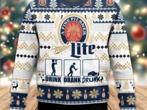 Miller Lite Drunk Ugly Christmas Sweater - Image 1