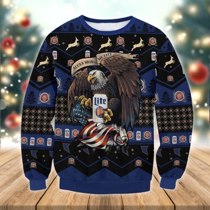 miller lite eagle ugly christmas sweater 1 Miller Lite Eagle Ugly Christmas Sweater - Image 1