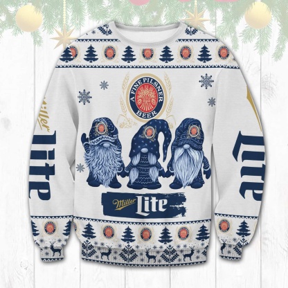 miller lite gnomes ugly christmas sweater 1 Miller Lite Gnomes Ugly Christmas Sweater - Image 1