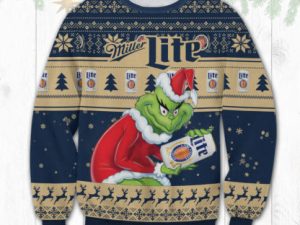 Miller Lite Grinch Ugly Christmas Sweater - Image 1
