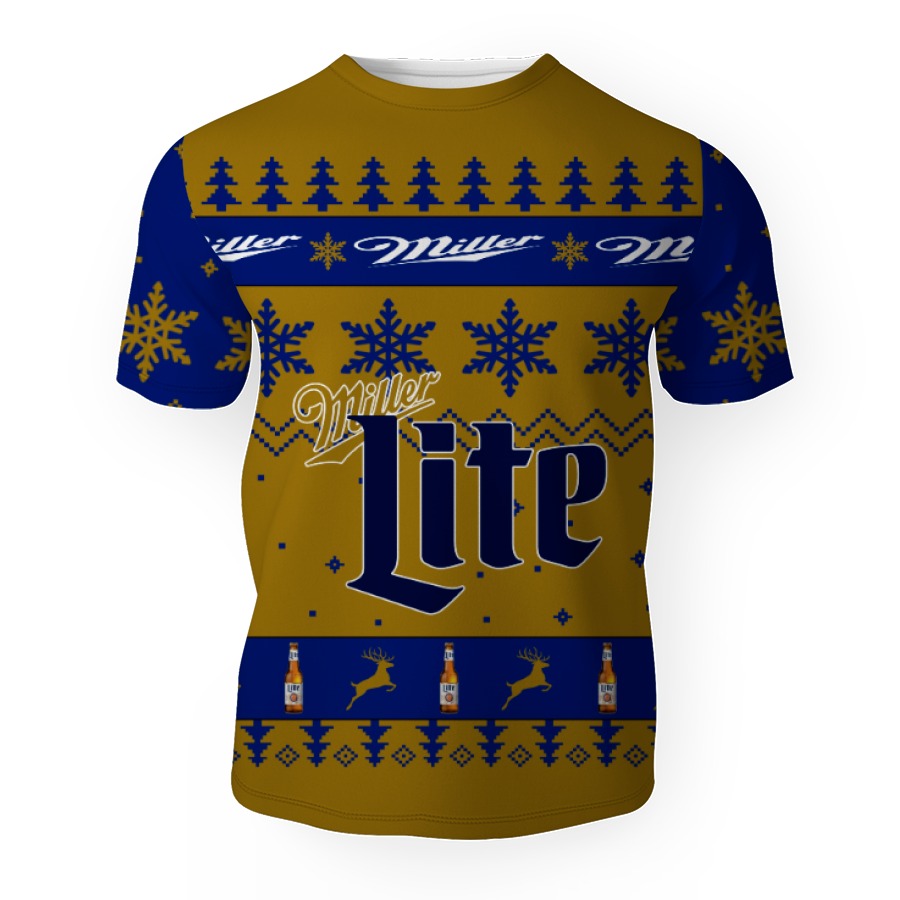 miller lite merry christmas unisex gift fan 3d unisex t shirt 1 Miller Lite Merry Christmas Unisex Gift Fan-3D Unisex T-Shirt - Image 1