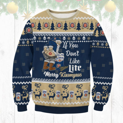miller lite merry kissmyass ugly christmas sweater 1 Miller Lite Merry Kissmyass Ugly Christmas Sweater - Image 1