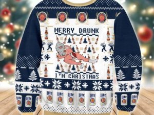 Miller Lite Santa Drunk Ugly Christmas Sweater - Image 1