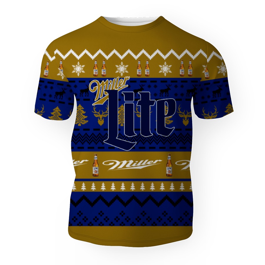 miller lite shirts beer vintage logo 3d unisex t shirt 1 Miller Lite Shirts Beer Vintage Logo-3D Unisex T-Shirt - Image 1