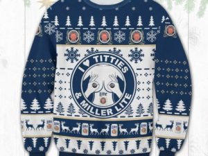 Miller Lite Titties Funny Ugly Christmas Sweater - Image 1