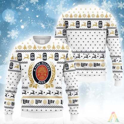 miller lite ugly christmas sweater 1 Miller Lite Ugly Christmas Sweater - Image 1