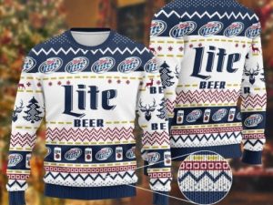 Miller Lite Ugly Christmas Sweater Xmas Gift - Image 1