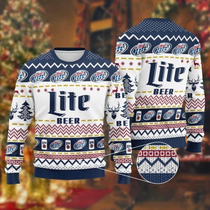 miller lite ugly christmas sweater xmas gift 1 Miller Lite Ugly Christmas Sweater Xmas Gift - Image 1