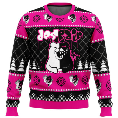 monokuma despair danganronpa ugly christmas sweater 1 Monokuma Despair Danganronpa Ugly Christmas Sweater - Image 1