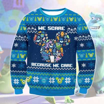 monsters inc ugly christmas sweater holiday gift 1 Monsters Inc Ugly Christmas Sweater Holiday Gift - Image 1