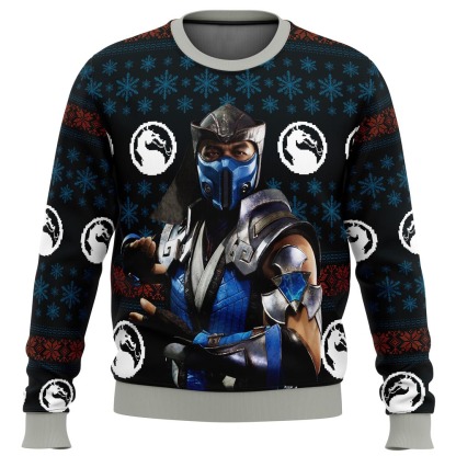 mortal kombat sub zero ugly christmas sweater 1 Mortal Kombat Sub Zero Ugly Christmas Sweater - Image 1