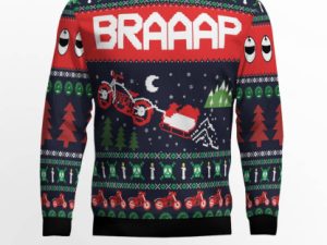 Motorbike Braaap Ugly Christmas Sweater - Image 1