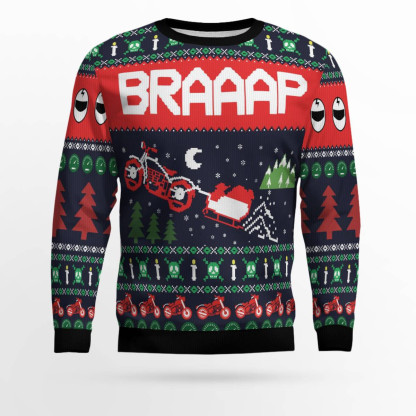 motorbike braaap ugly christmas sweater 1 Motorbike Braaap Ugly Christmas Sweater - Image 1