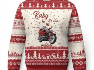 Motorcycle Santa Ugly Christmas Sweater Xmas Motorbike Biker Gift - Image 1