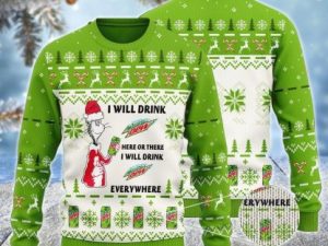 Mountain Dew Cat Hat Will Drink Everywhere Ugly Christmas Sweater - Image 1
