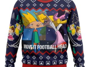 Move It Football Head Hey Arnold Ugly Christmas Sweater - Image 1