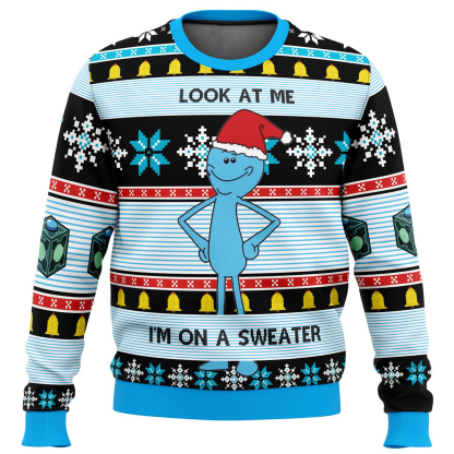 mr meeseeks ugly christmas sweater holiday gift 1 Mr Meeseeks Ugly Christmas Sweater Holiday Gift - Image 1