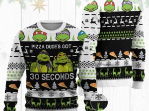 Mutant Heroes Ugly Christmas Sweater Pizza Dudes Got 30 Seconds - Image 1