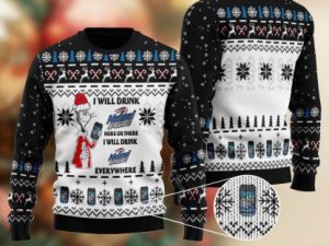 Natural Ice Cat Hat Will Drink Everywhere Ugly Christmas Sweater - Image 1