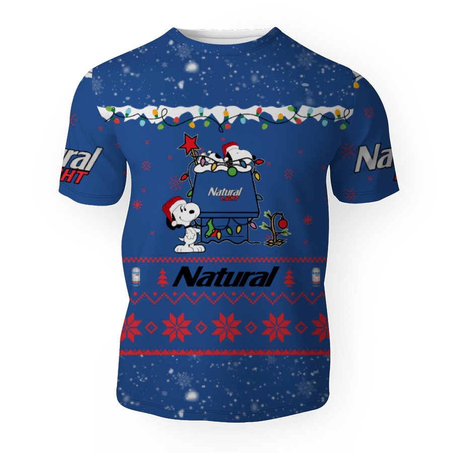 natural light american merry christmas snoopy house cute fan gift 3d unisex t shirt 1 Natural Light American Merry Christmas, Snoopy House Cute Fan Gift-3D Unisex T-Shirt - Image 1