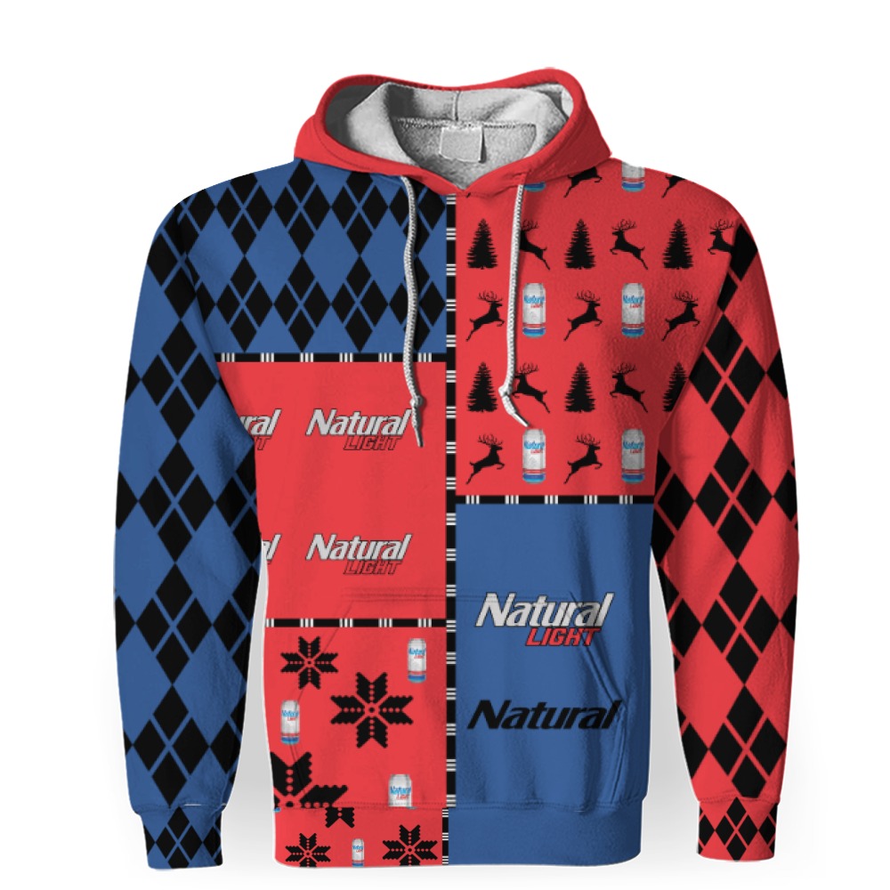 natural light merry christmas and 3d unisex hoodie 1 Natural Light Merry Christmas And -3D Unisex Hoodie - Image 1