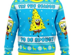 Nickelodeon Cartoons Tis The Season To Be Spongy Ugly Christmas Sweater - Image 1