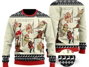 Nine Ladies Dancing Sexy Christmas Funny Ugly Christmas Sweater - Image 1