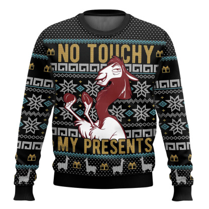 no touchy my presents the emperors new groove ugly christmas sweater 1 No Touchy My Presents The Emperors New Groove Ugly Christmas Sweater - Image 1
