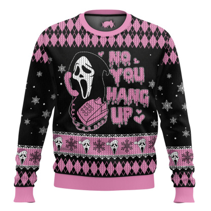 no you hang up ghostface ugly christmas sweater 1 No You Hang Up Ghostface Ugly Christmas Sweater - Image 1
