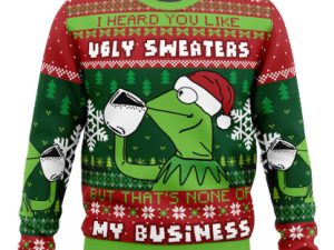 None Of My Business Kermit The Frog Ugly Christmas Sweater - Image 1