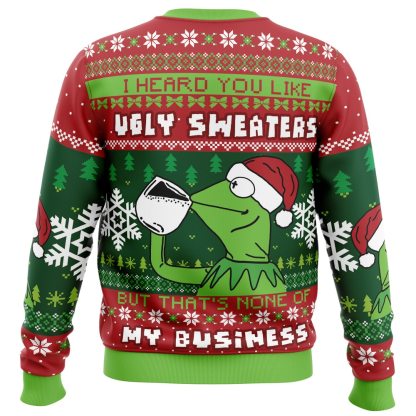 none of my business kermit the frog ugly christmas sweater 2 None Of My Business Kermit The Frog Ugly Christmas Sweater - Image 2