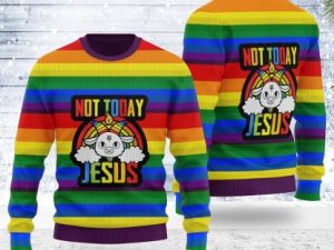 Not Today Jesus Ugly Christmas Sweaters - Image 1