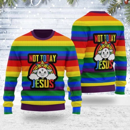 not today jesus ugly christmas sweaters 1 Not Today Jesus Ugly Christmas Sweaters - Image 1