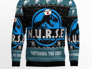 Nurse T Rex Ugly Christmas Sweater - Image 1