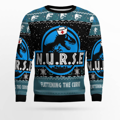 nurse t rex ugly christmas sweater 1 Nurse T Rex Ugly Christmas Sweater - Image 1