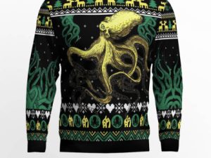 Octopus Cool Ugly Christmas Sweater Present - Image 1