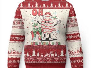 Oh Christmas Tree Retro Groovy Ugly Christmas Sweater - Image 1