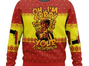 Oh Im Sorry Did I Break Your Concentration Pulp Fiction Ugly Christmas Sweater - Image 1