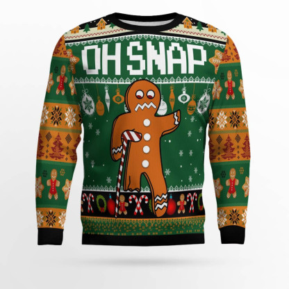 oh snap gingerbread ugly christmas sweater 1 Oh Snap Gingerbread Ugly Christmas Sweater - Image 1