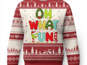 Oh What Fun Xmas Candy Cane Ugly Christmas Sweater - Image 1