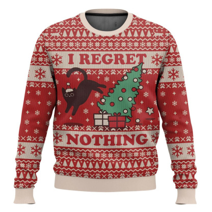 on the naughty list and i regret nothing cat ugly christmas sweater 1 On The Naughty List And I Regret Nothing Cat Ugly Christmas Sweater - Image 1