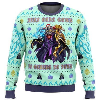 overlord ainz ooal gown ugly christmas sweater 1 Overlord Ainz Ooal Gown Ugly Christmas Sweater - Image 1
